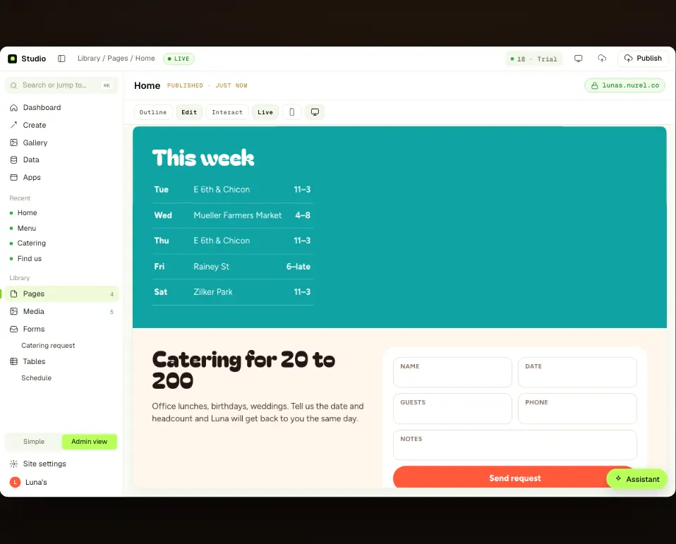Birria marked sold out and Saturday’s spot updated by chat.